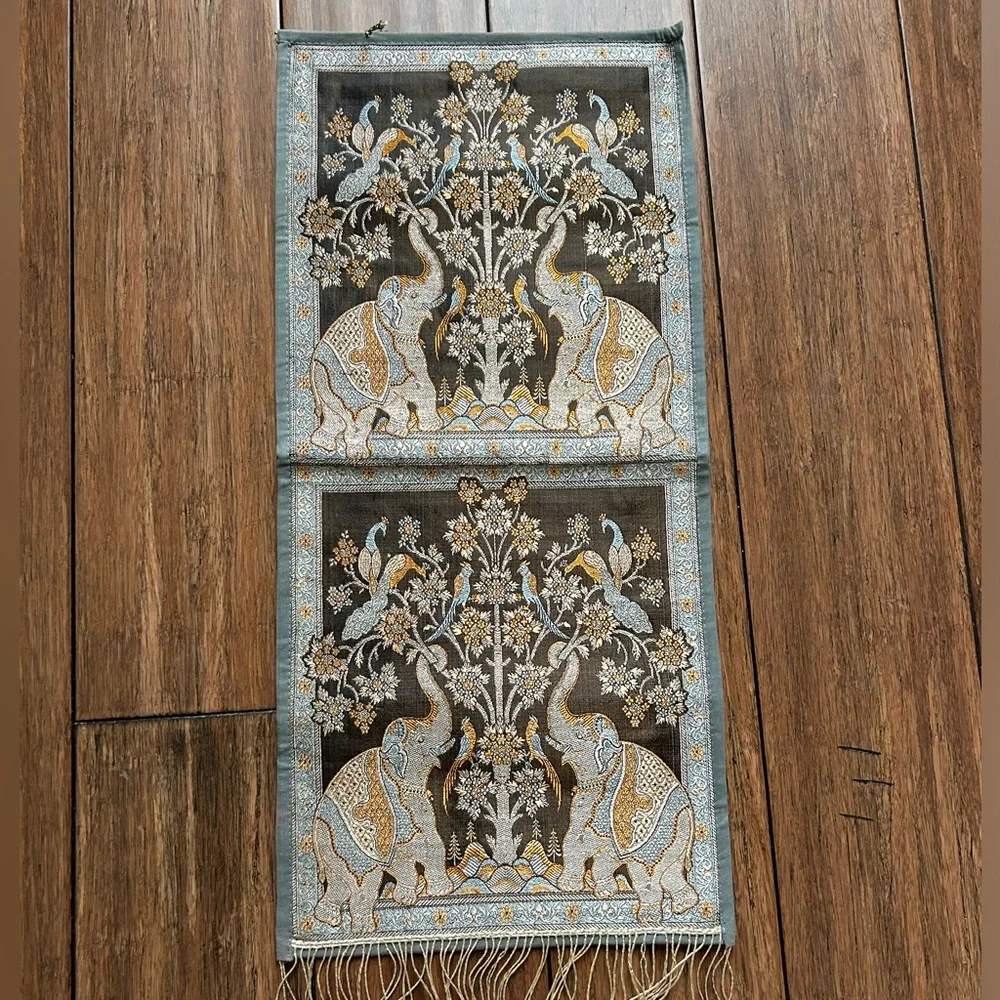 Indian Silk Elephant Tapestry Wall Hanging | made in India